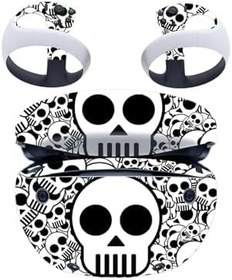 Resim Playstation VR2 için Kılıf, PS VR2 Kulaklık ve Denetleyicileri Giydirmek için Benzersiz Desenler, Kız Erkek Çocuklar için Vinil Çıkartma Kapağı (Beyaz Kafatası) 