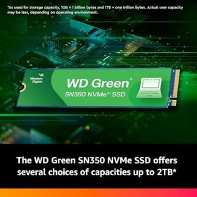 Resim Western Digital 250GB WD Yeşil SN350 NVMe Dahili SSD Katı Hal Sürücüsü - Gen3 PCIe, M.2 2280, 2.400 MB/s'ye kadar - WDS250G2G0C 