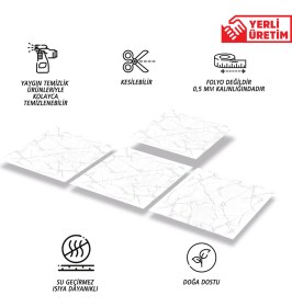 Resim Tink Kendinden Yapışkanlı Silver Mermer Desenli Pvc Karo 30X30 cm (56 Adet) 5m2 