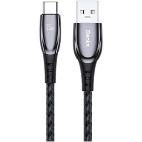 Resim Benks D40 Type-C USB Kablo 5A 25W Hızlı Şarj Kablosu 2 Metre Data Kablo 480 Mbps Kumaş Örgü 