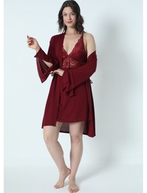 Resim Alissa 9620 Kadın Çeyizlik Dantelli Penye 6'lı Set -bordo Bordo 