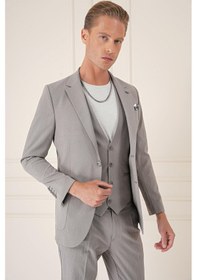 Resim Efor Comfort Fit Gofre Kumaş Pamuk Yelekli Casual Gri Ceket C 678 Gri 