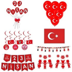 Resim 23 Nisan Süsleri Kapı Süsü-bayrak-tavan Süsü-zigzak Banner-pencer 
