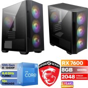 Resim MSI Gaming Pc Ddr4 – Rx 7600 8gb – Intel I5 12400F – 32 GB Ddr4 Ram – 1 Tb M.2 SSD – Windows 11 Pro Masaüstü Bilgisayar 