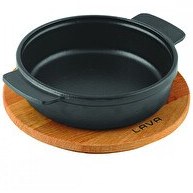 Resim Lava Döküm Demir 14 CM Yekpare Çift Kulplu Yuvarlak Güveç Kabı Kayın Servis Ahşabı LV ECO GV 14 K4 
