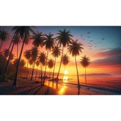 Resim Venspor Palmiye Ağaçları ile Tropikal Gün Batımı Temalı Arkaplan, 200x150cm, Fon, Duvar Örtüsü 