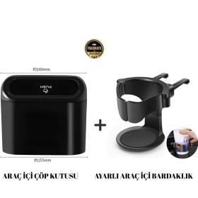 Resim Opel Combo 2019-2020-2021-2022-2023-2024-2025 Araç Içi Oynar Kapaklı Çöp Kutusu,kovası, Ayarlanabilen Organizer Bardaklık Iki Ürün Bir Arada 