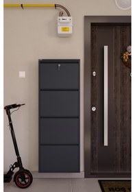 Resim Ceha Kilitli 4'lü Metal Ayakkabılık Antrasit - K.AYK-4 /AB7024/KL 