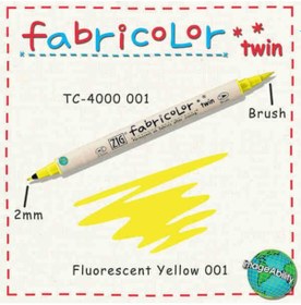 Resim Zig Fabricolor Twin Çift Uçlu Kumaş Boyama Kalemi Fluorescent Yellow 