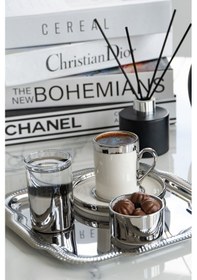 Resim Hedaporselen Gözde Platin Yaldız 5 Parça Kahve Sunum Seti Platin 