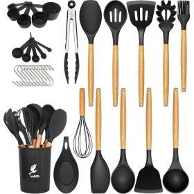 Resim CetKing Mikla Isıya Dayanıklı Yanmaz Yapışmaz 33 Parça Silikon Spatula Mutfak Seti Siyah 