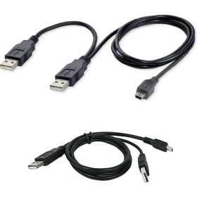Resim Wozlo Harici Diskler Için 2 USB 5 Pin Mini USB Y Kablo Harddisk Kablosu 