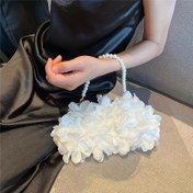 Resim Kadınlar için şık inci petekli akşam çantası, polyester manyetik kapanış, düz renkli banket el çantası, polyester astarlı, parti, yemekli ve toplu etkinliklere katılan bayanlar ve kolej kızları için uygun 