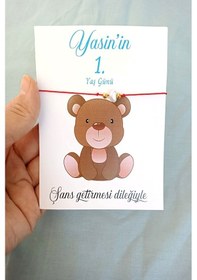 Resim 20 Adet Ayıcık Kartlı Şans Bilekliği - Bebek Hediyelik - Mevlid H 