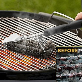 Resim 1 adet Paslanmaz Çelik Izgara Fırçası, Ağır Hizmet Tipi Barbekü Temizleme Aracı ve Ergonomik Saplı, Paslanmaya Karşı Dayanıklı Izgara Süngerli - Mutfak Aksesuarları 