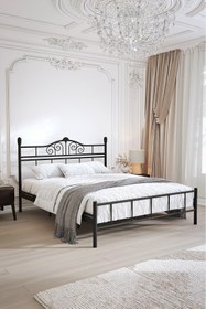 Resim FANO King Ferforje Karyola Siyah Çift Kişilik Metal Yatak 140x190, 140x200, 150x200, 160x200 