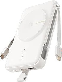 Resim Gladgogo Magsafe Powerbank 10000 mAh, katlanabilir manyetik güç bankası, dahili kablo, pil paketi, iPhone 14/13/12 ile uyumlu 