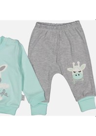 Resim 3-9 Ay Kız Bebek Alt&üst Takımı Zürafa Nakışlı Yeşil Yeşil 