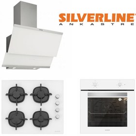 Resim Silverline Beyaz Cam Ankastre Set (3420 Classy 60+CS5343W01+BO6501W01) 