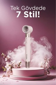 Resim Torima THD-01 Pembe 7 In 1 Hava Üflemeli Saç Şekillendirici Compact Saç Kurutma Fön Makinesi 