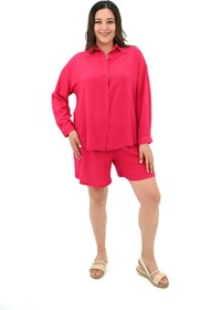 Resim Koza Butik Kadın Büyük Beden Uzun Kollu Şortlu İkili Takım 8127-25 