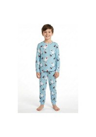 Resim Zuzunga Unisex İnterlok Bebe Mavisi Yılbaşı Temalı Pijama Takımı Mavi 