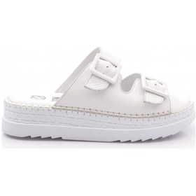 Resim Dgn 2039 Kadın Üstü Kemer Detayli Ayarlanabilir Terlik Beyaz 