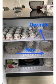 Resim ALPER BAŞHELVACI Krem 40 Cm X 10 Mt Fransız Güpür Lüks Saten Kapitone Raf Örtüsü / Çekmece Örtüsü / Dolap Içi Örtü 