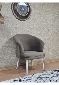 Resim Zafir Tekli Teddy Beyaz Boyalı Sivriltme Ayak Çay Seti Koltuk Tekli Berjer , Balkon, Salon, Ofis Kahverengi 