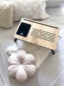 Resim markentegra Katlanır Ayaklı Laptop Sehpası - Tablet ve Telefon Bölmesi 