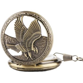 Resim keyfimshop Kişiye Özel Retro Kartal Kabartmalı Quartz Köstekli Saat 