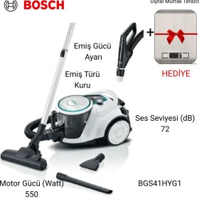 Resim Bosch BGS41HYG1 Serie 6 Pro Hygienic Toz Torbasız Süpürge+Dijital Muftak Tartısı Hediye 