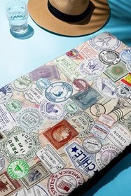 Resim Dijital Baskı Plaj Deniz Havlusu Posta pulu Desenli Peştamal HVL0081 