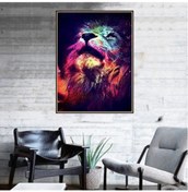 Resim Geeroyoo El Yapımı 5d Elmas Boyama Seti - Aslan Desenli Dekoratif Tablo 30x40cm 