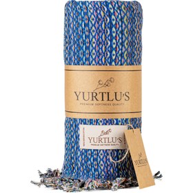 Resim Royal Series Pre-Washed 38"x72" Turkish Towel Highly Absorbent YURTLU'S - Blue 