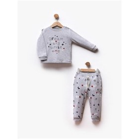 Resim Flexi 2'li Unisex Bebek Çocuk Pijama Takım-524 Gri 