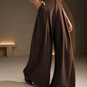 Resim Kadınlar İçin Şık ve Basit Düz Renk Geniş Paça Pantolon 
