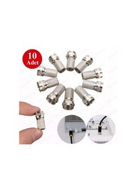 Resim RG6 F Konnektör Standart Uydu Anten Kablosu Ucu 10 Adet 