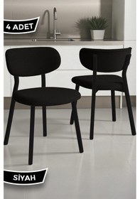 Resim Canisa Toldy Serisi 4 Adet Siyah Bukle Kumaş Mutfak Sandalyesi Siyah Metal Ayak Siyah Sandalye Ayaklar Siyah 
