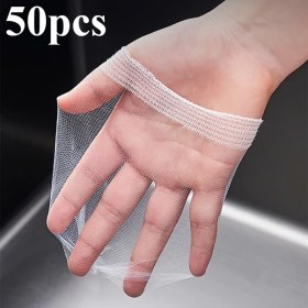 Resim Chuangyinshop Beyaz 50 Adet Mutfak Lavabo Filtresi Esnek Tıkanma Önleyici Ağ 