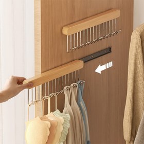 Resim 1 adet Çekme Çıkarma Kaydırma Askı, 12 Askı ile Bel, Bağcık, Tank Üst, Şal ve Takı için Tasarruf Sağlayan Düzenleyici - Dolap Dolabı, Dolap Düzenleyicileri ve Depolama için Sol Yan Raylı Uzatma, Takı Düzenleyicileri 