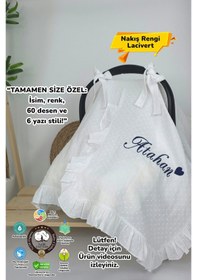 Resim Gros Shop Müslin Yeni Doğan 2katlı Organik %100pamuk Kişiye Özgü Nakışlı Hastane Çıkış Seti Kalpli Model-2 Beyaz-3 