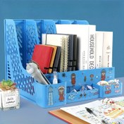 Resim 3 Katlı A4 Plastik Kitaplık Masaüstü Dosya Düzenleyici - Ofis Malzemeleri, Belgeler İçin Etiketlerle Kolay Düzenleme İçin Çok Bölümlü Depolama, Belge Depolama | Modern Dosya Tutucu | Dayanıklı Plastik 