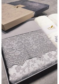 Resim Tivoli 8 Parça Çeyizlik Seti-Şönil Pike Takımı-Havlulu Gelin Seti-Gri Bej 