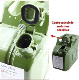 Resim Badem10 Metal Akaryakıt Bidonu 10 Litre Benzin Mazot Taşıma Doldurma Depolama Bidonu Dayanıklı Metal Bidon 