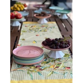 Resim Megg Rengarenk Soft Pudra Pembe Ayaklı Meyvelik Sunum Kasesi Kek Standı Çap 21CM Yükseklik 10 cm 