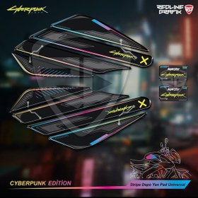 Resim Redline Grafik Cyberpunk Stripe Depo Yan Pad Motorsiklet Universal Özel Seri Special Edition 