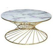 Resim Orta Sehpa Brc RiVOLİ MODEL Beyaz Mermer Düz Cam Metal Çelik Altın renk Kaplama Ayak El Yapım 