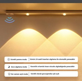 Resim 40cm Harekete Duyarlı led İnsan Vücudu Sensörlü Usb Sarj Taşınabilir Kablosuz Mutfak Elbise Dolabı Merdiven Led Cabinet Gece Lambası (1 ADET 40CM) 