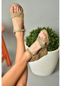 Resim Fox Shoes S241414004 Ten Kumaş Simli Dolgu Topuklu Kadın Ayakkabı 
